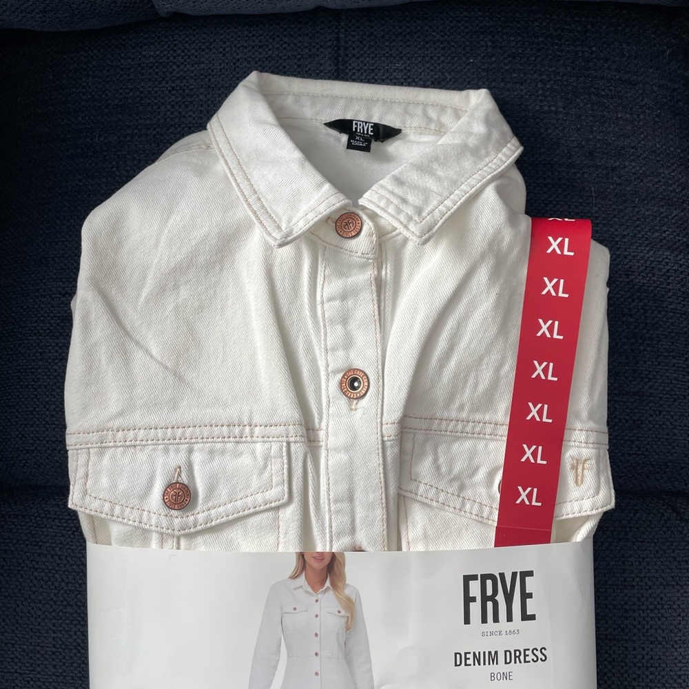 Frye Ivory Denim Dress with Button Accents